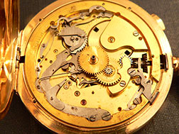 Audemars Frères ¼ repeater chronograph movement - under dial view, after restoration